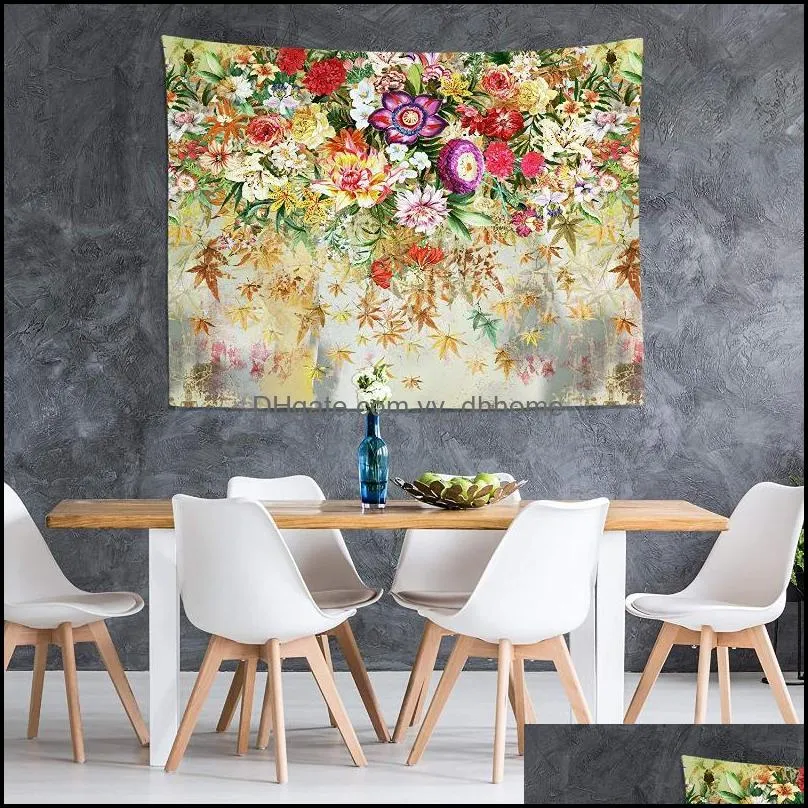 Tapestries Original Design Art Print Tapestry Wall Hanging Wild Flowers And Leaves