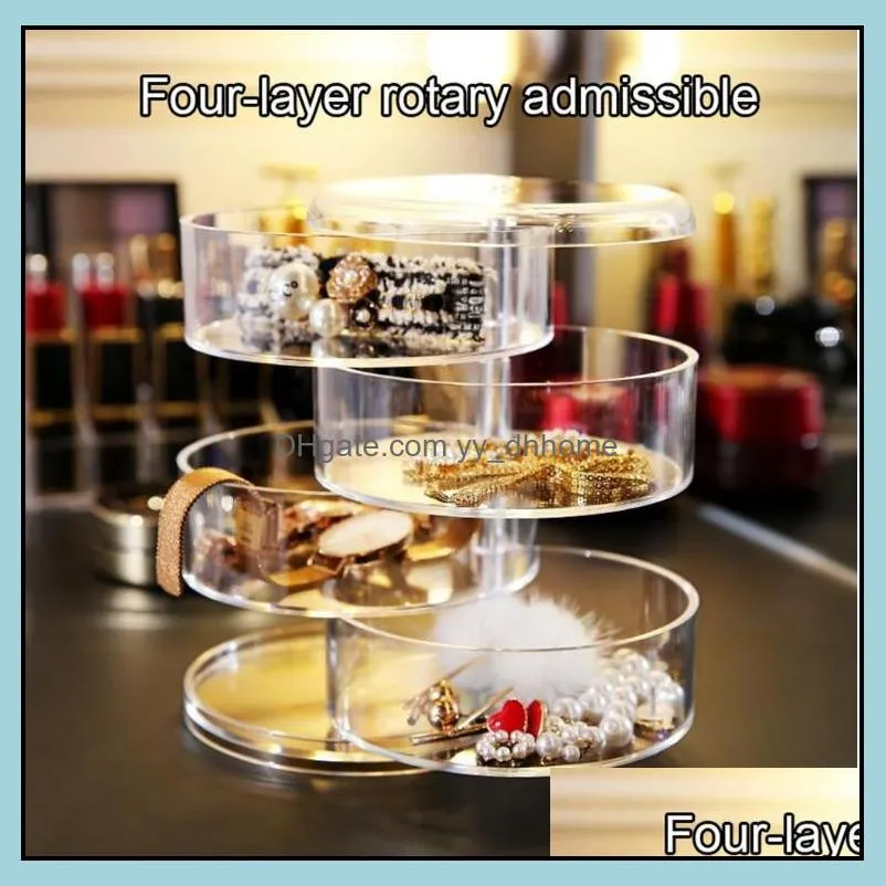 360 Degree Rotating Transparent Cosmetic Box Jewelry Multi-Layer Makeup