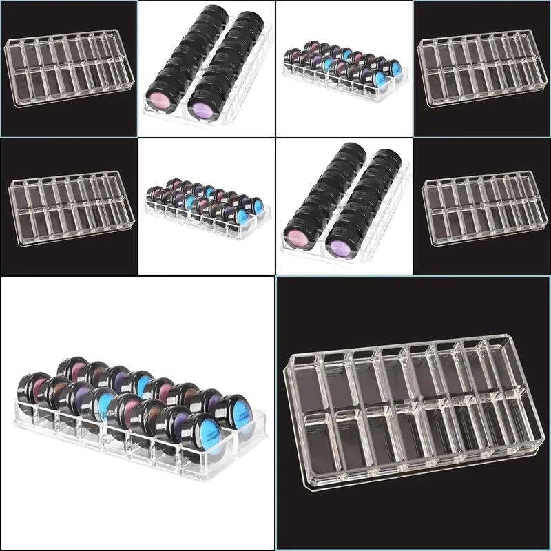 Transparent Acrylic 16 Grids Cosmetic Display Box Eyeshadow Lipsticks Holder Makeup Tools Case