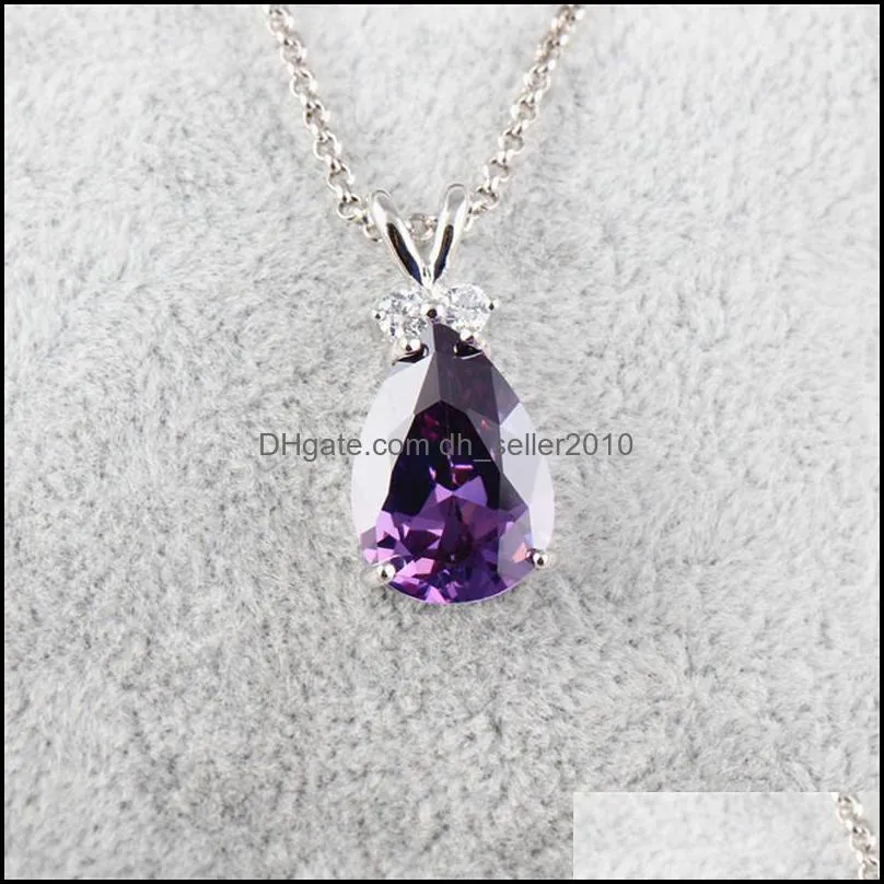 new crystal teardrop pendant necklace for women colorful cubic zirconia cute rabbit silver chain necklace trendy jewelry