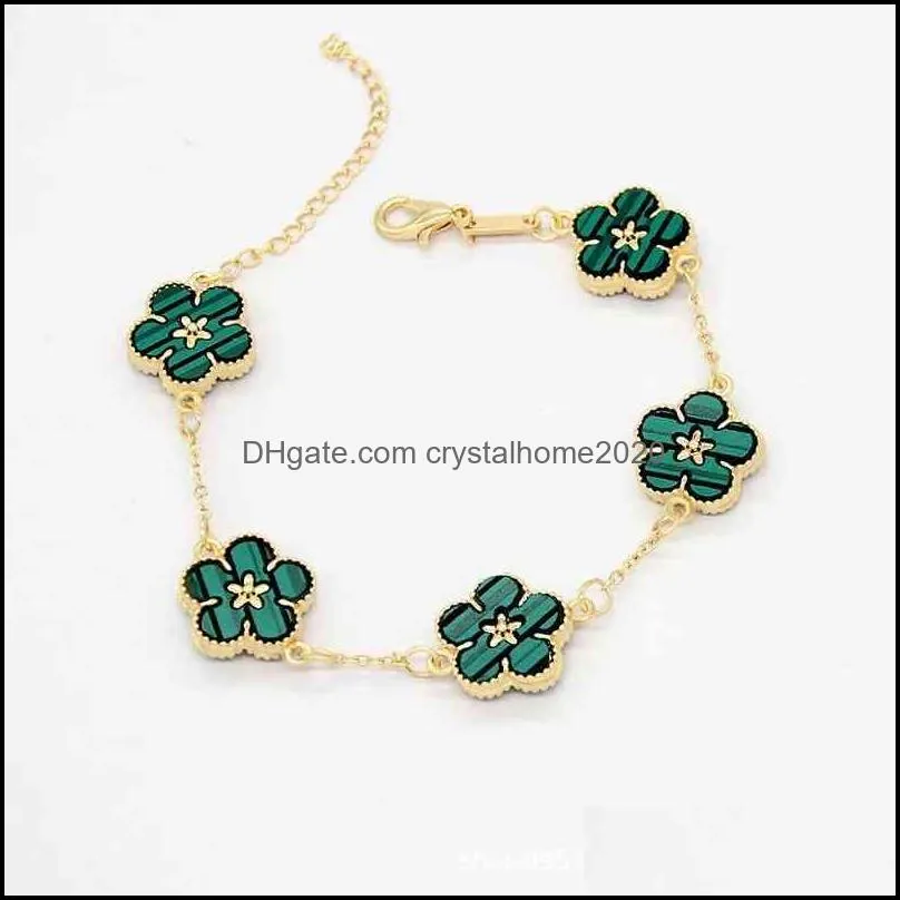 Trendy Vintage Charm Clover Bracelet Colorful Ladies 5 Plum Bossom Flowers Bangles Jewelry Bracelet For Women