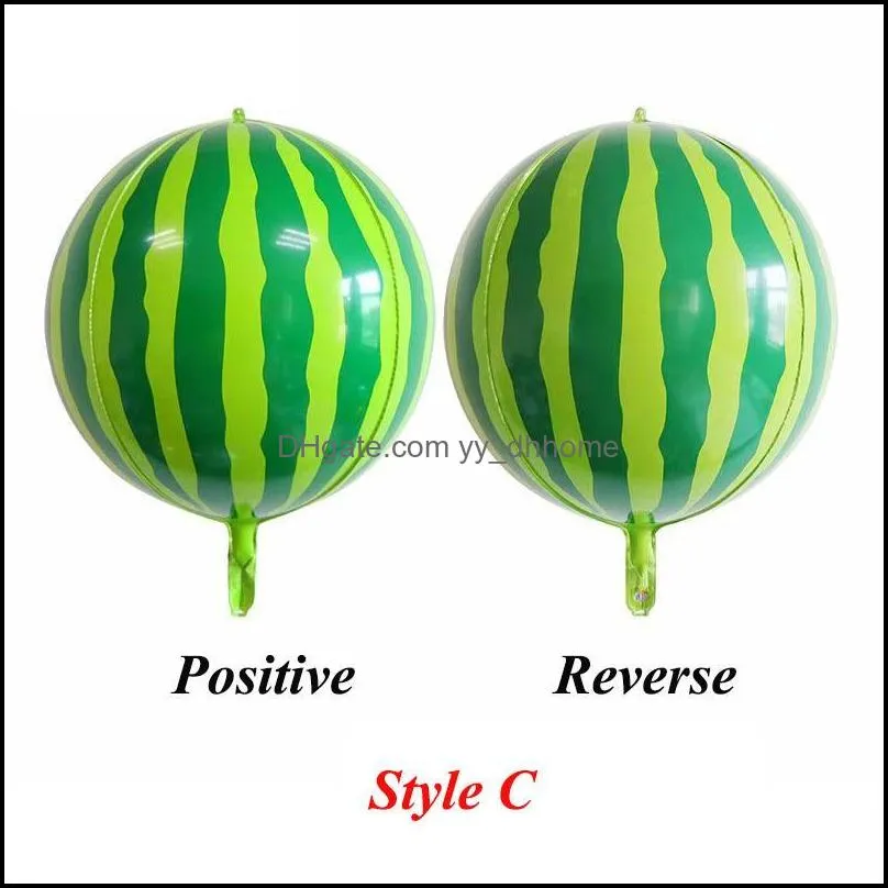 1pcs Watermelon Helium Ballons Baby Shower Birthday Decor Supplies 4D 22 Inch Summer Fruit Theme Globos Kid` Toys