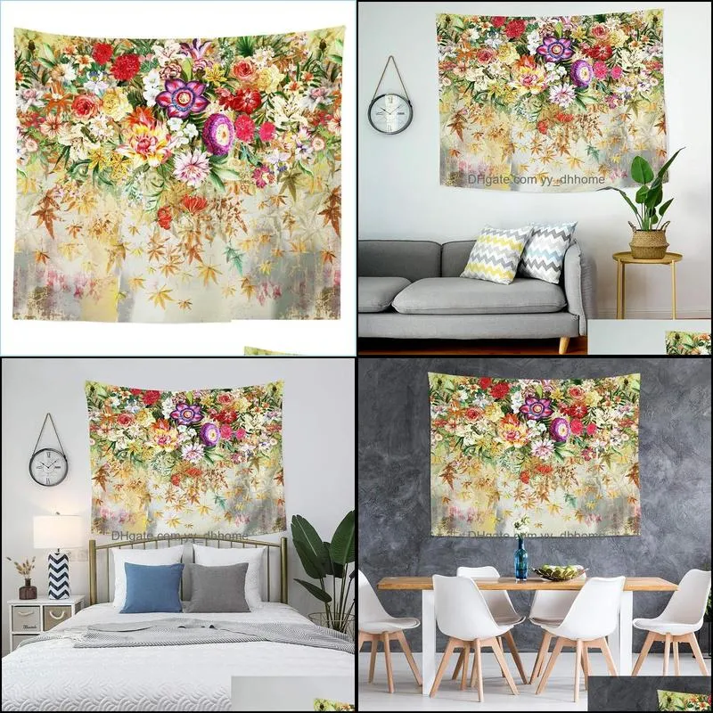 Tapestries Original Design Art Print Tapestry Wall Hanging Wild Flowers And Leaves