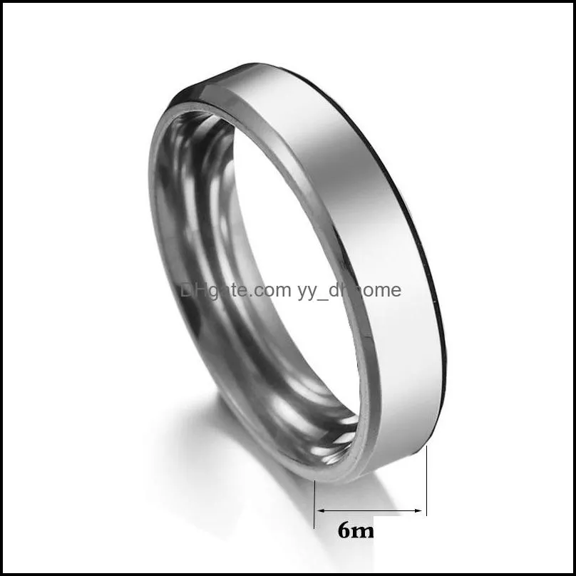 6mm 8mm Gold Silver Black Tungsten Stainless Steel Rings for Women Men Simple Glossy Engagement Rings Fashion Jewelry Gift