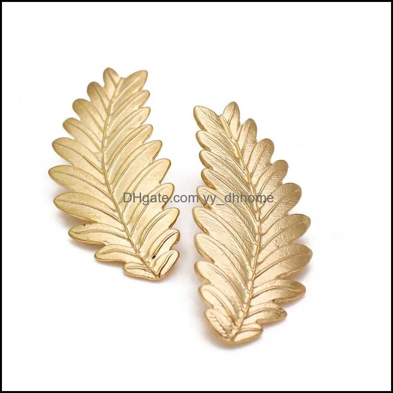 leaves alloy gold plated stud earrings for women personality design punk exaggerated large leaf earrings jewelry