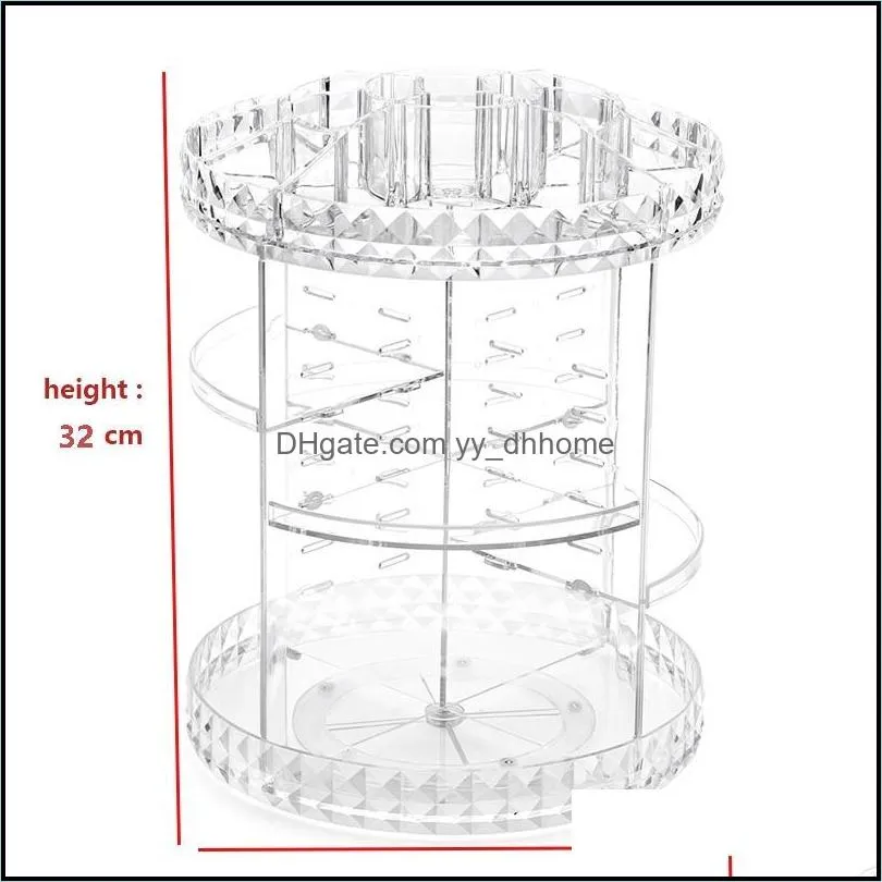 360 Degree Rotation Transparent Acrylic Cosmetics Box Fashion Spin Multifunction Detachable Makeup Beauty