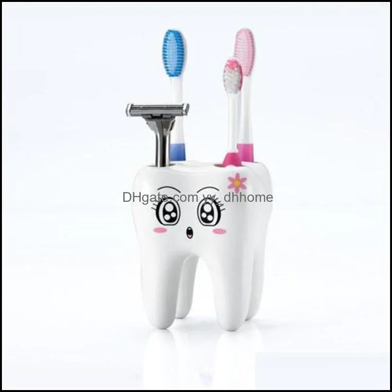 Tooth Shape Cartoon Toothbrush Holder Decoration Accessories Floor Type Multifunction Home Tools