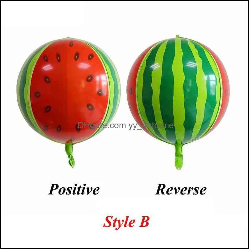 1pcs Watermelon Helium Ballons Baby Shower Birthday Decor Supplies 4D 22 Inch Summer Fruit Theme Globos Kid` Toys