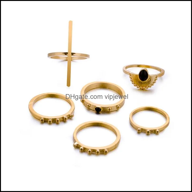 new fashion 5pcs set simple cross moon gold finger ring for women retro geometric rings set for women fashion party jewelry gift