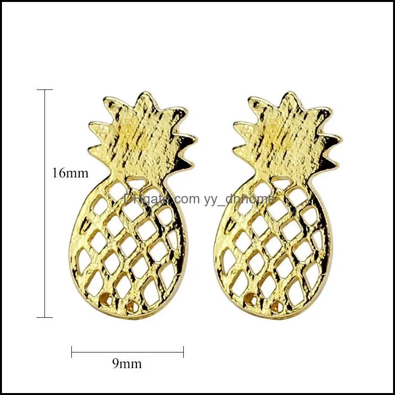lovely rose gold sliver gold plated hollow pineapple stud earrings for women personality design cute alloy earrings jewelry charm