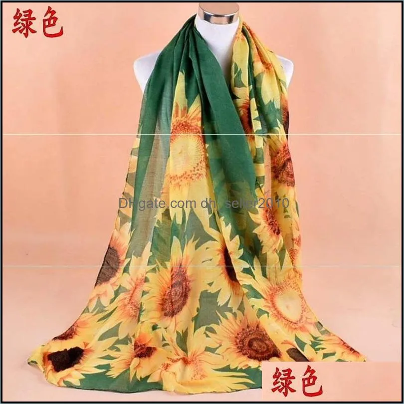 Spring Summer Sunflower Scarf for Women Beach Decor Long Neck Shawl Scarves Pograph 2235 Q2