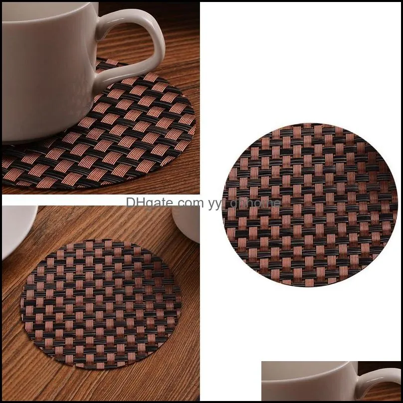 Mat Mesh Woven Mini Small Place Weaved Placemat Neat Beautiful Round Circle Dish Office Coffee Cup Table