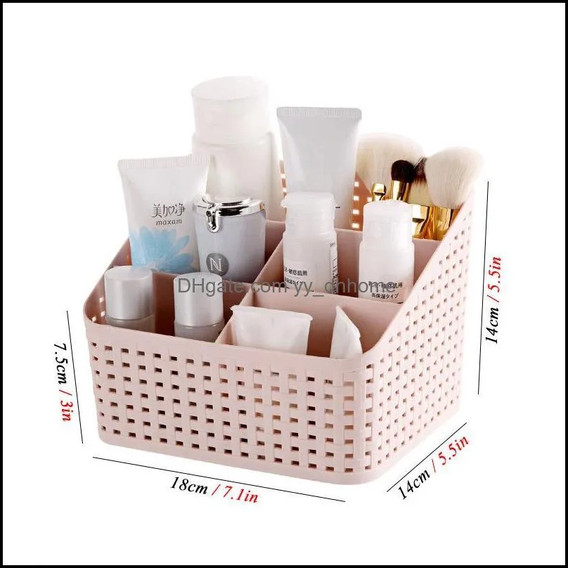 Plastic Cosmetic Box Desk Remote Control Makeup Case Brush Lipstick Holder Office Organizer