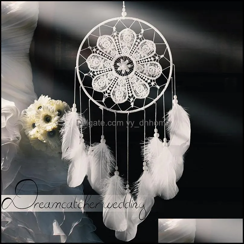 Tapestries Dreamcatchers Handmade Tapestry Macrame Feather White Tassel Boho Wall Hanging Living Room Bedroom Wind Chimes Home Decor