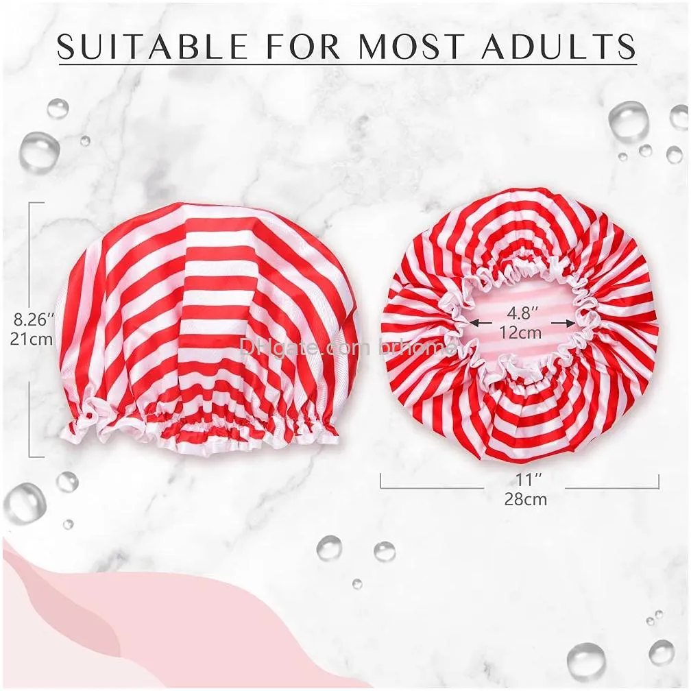 large reusable shower cap waterproof double layers bathing hair bonnet to keep hair dry silky satin soft peva lining greenaddred1