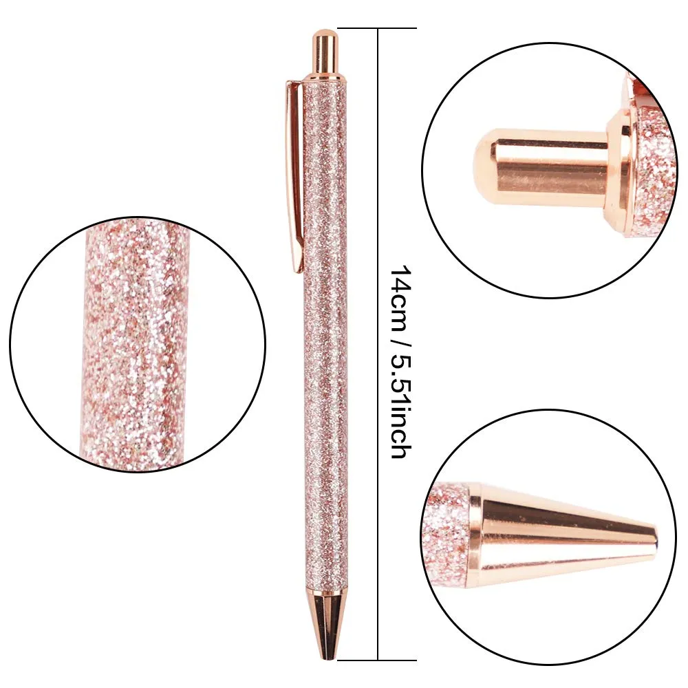 sparkly fancy pens for women nice glitter ballpoint pens cute women pens with replacement refills black ink medium point 1mm office pens for women girls nurse waitress