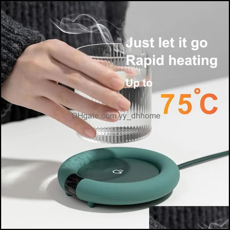 Smart Touch Heating Coasters Adjustment 3 Gear Constant Temperature Cup Warmer Mat Pad Fast Heater US Plug