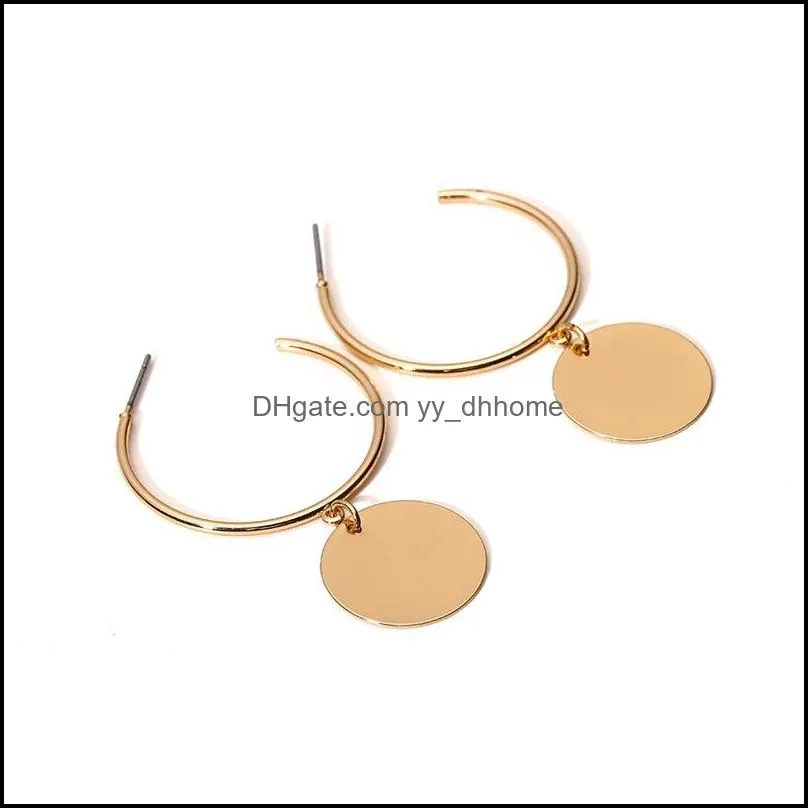 Fashion Geometric Circle C Shape Hoop Stud Earring for Women Girls Trendy Gold & Sliver Plating Alloy Earrings jewelry gift