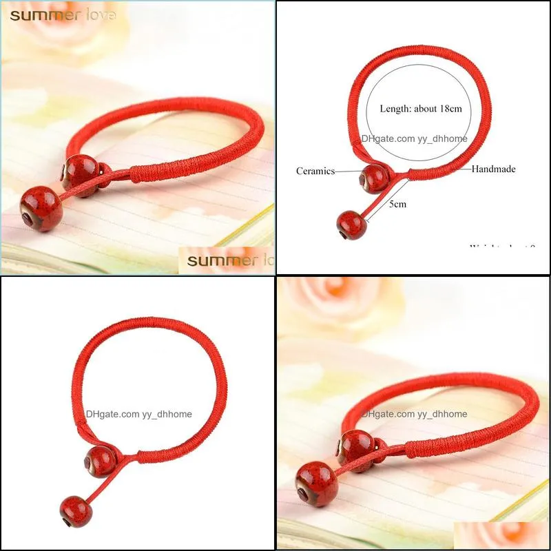 new fashion handmade lucky pink blue bracelets bead red string ceramic bracelets bangles men women couple lucky jewelry accessories