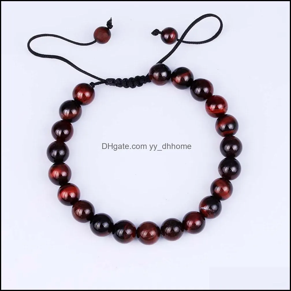 8mm Crystal Agate Natural Stone Woven Beads Bracelet For Men Women Adjustable Size Handmade Braided Rope Colorful Bracelet