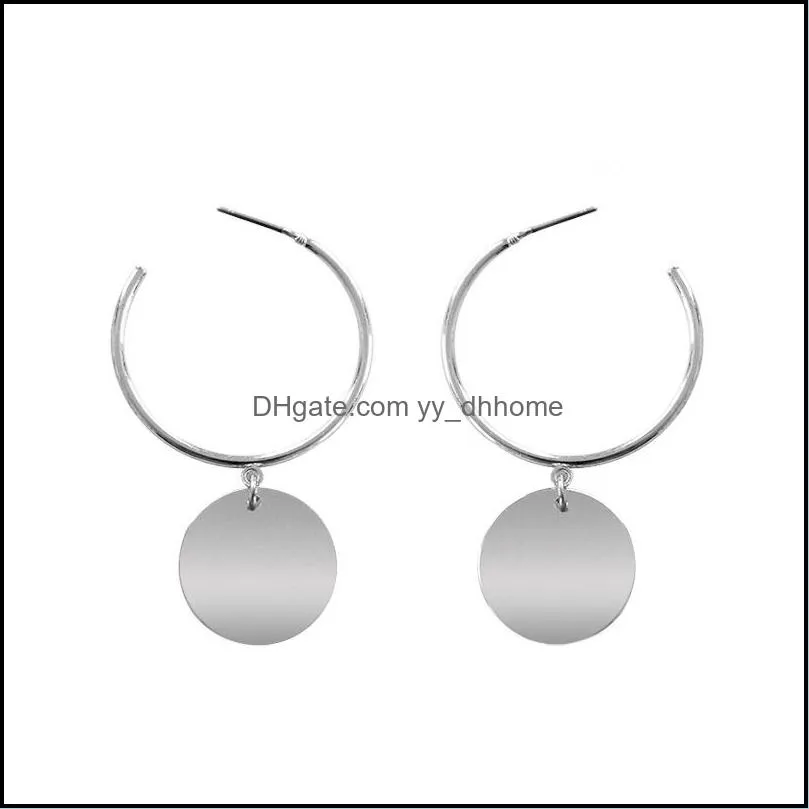 Fashion Geometric Circle C Shape Hoop Stud Earring for Women Girls Trendy Gold & Sliver Plating Alloy Earrings jewelry gift