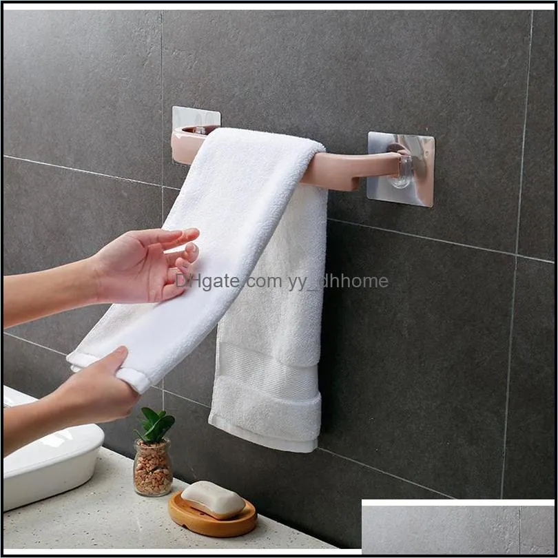 Wall Mounted Towel Hanger Self-adhesive Holder Rack Bar Shelf Roll Hanging Hook Organizer