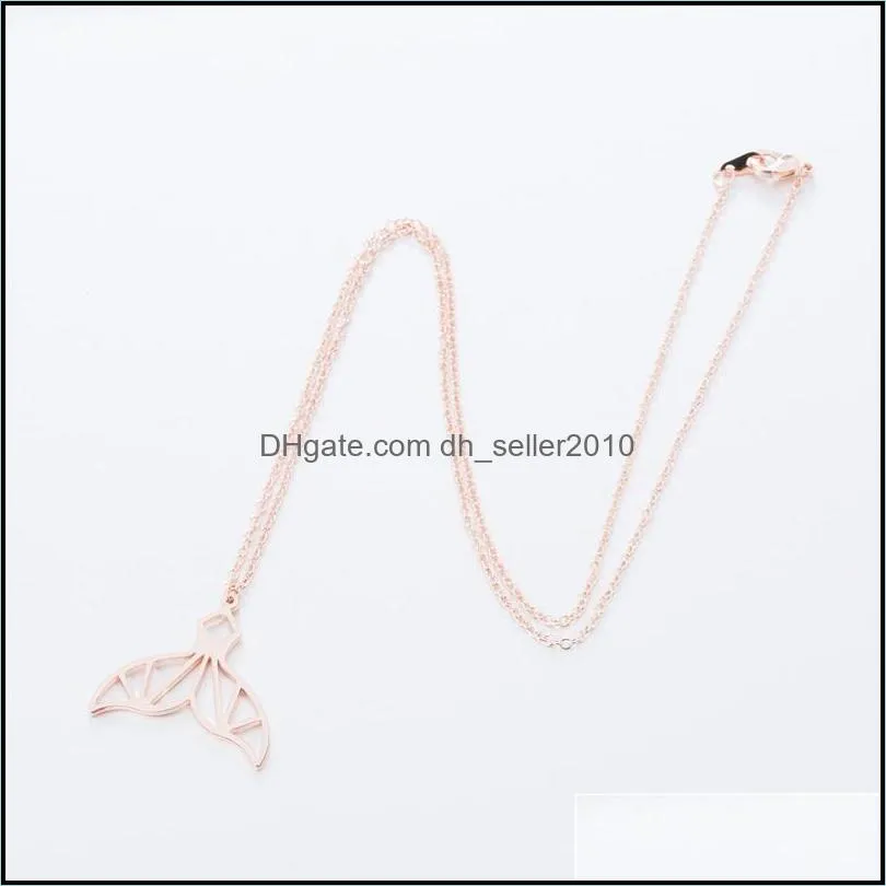 Jewelry Set Stainless Steel Gold Silver Rose Gold Plated Women pendant necklace Mermaid Tail Earrings Set Wholesale