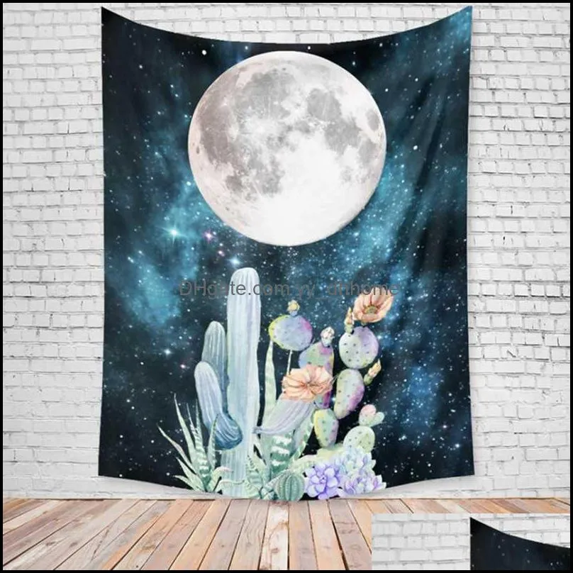 Tapestries Sun Moon Starry Tapestry Flower Wall Hanging Mat Room Ancient Hippie Carpet Dorm Art Home Decoration Accessories