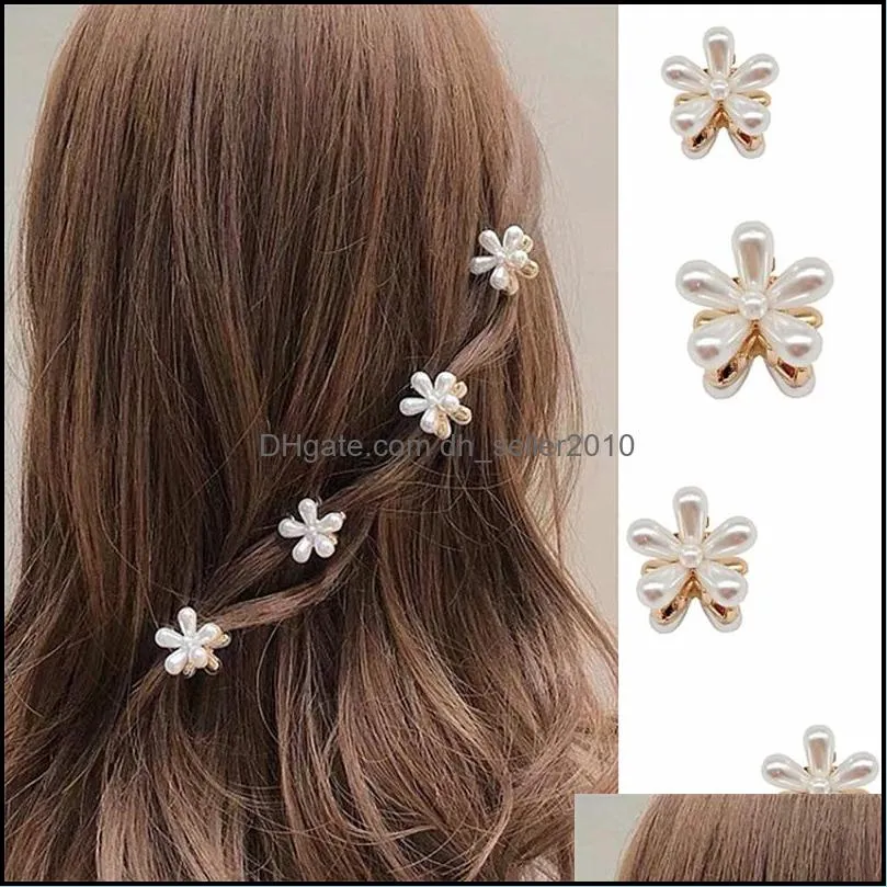 daisy pearl hair clips mini elegant metal plastic side clip claws women girl white make up hairpin jewelry accessories