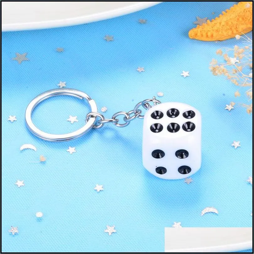 cute colorful dice key chains rings resin keychain keyfob for men women car handbags wallet accessories creative gift jewelry219f