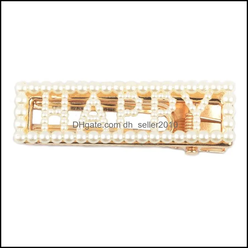 Pearl Crystal Hairpin Letter Cool Kiss Girls Hair Clips Barrettes Week Monday Sunday Hairs Fashion Jewelry for Women Girl 549 Z2