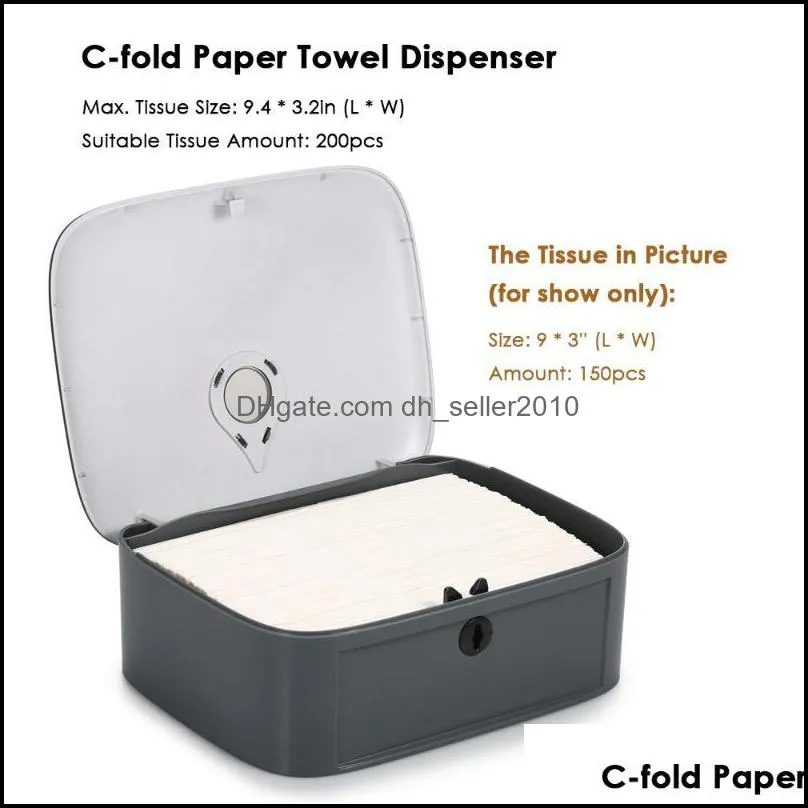 Waterproof Toilet Paper Dispenser Wall Mounted C-fold Towel Holder Large Capacity For El Food Service