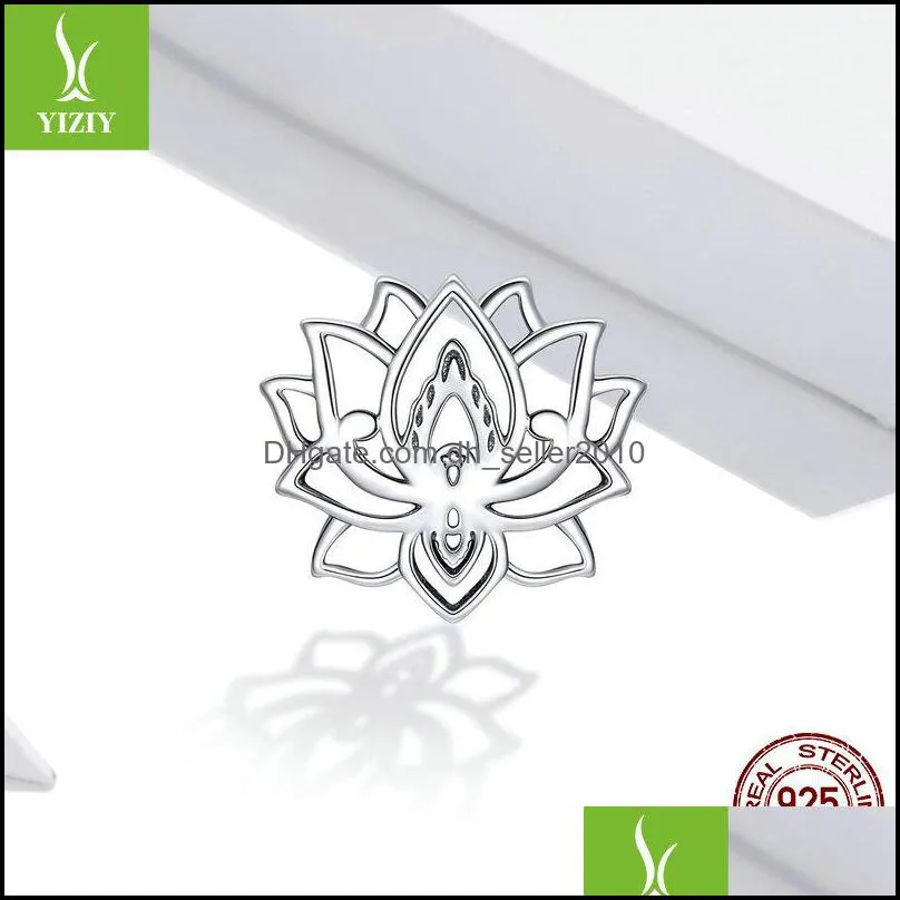 925 sterling silver Blooming Lotus Metal Charm fit Original Silver Bracelet Bangle girls DIY Jewelry beads gifts 1992 Q2