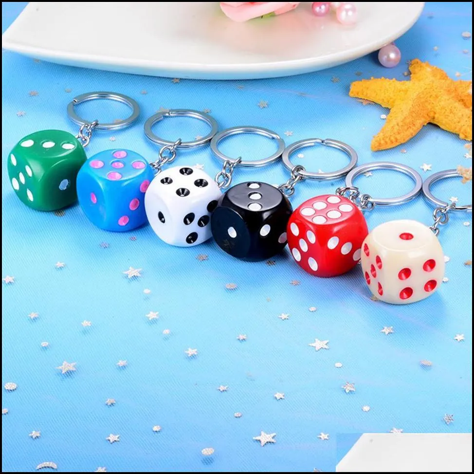 cute colorful dice key chains rings resin keychain keyfob for men women car handbags wallet accessories creative gift jewelry219f