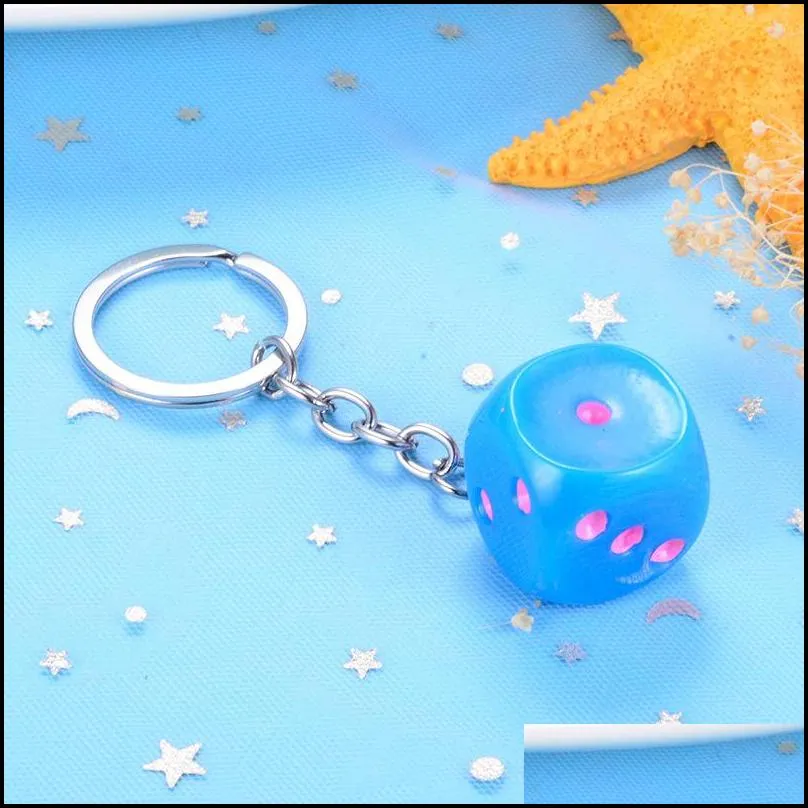 cute colorful dice key chains rings resin keychain keyfob for men women car handbags wallet accessories creative gift jewelry219f