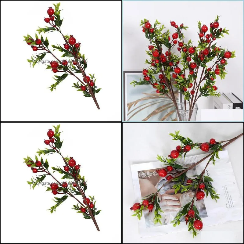 Red Small Pomegranate Fruit Berries Fake Plants For Home Table Fleur Artificielle Christmas Decor