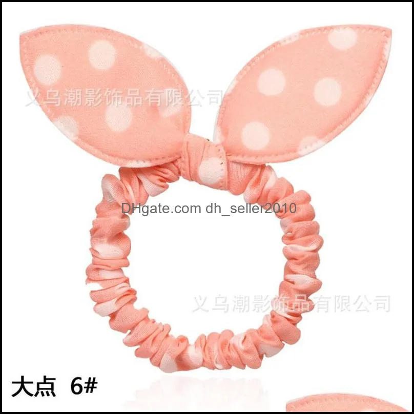 100pc hair rubber bands polka dot hairband rabbit ears head flower gum rope elastic hair tie hair accessories for girls headwear 1583