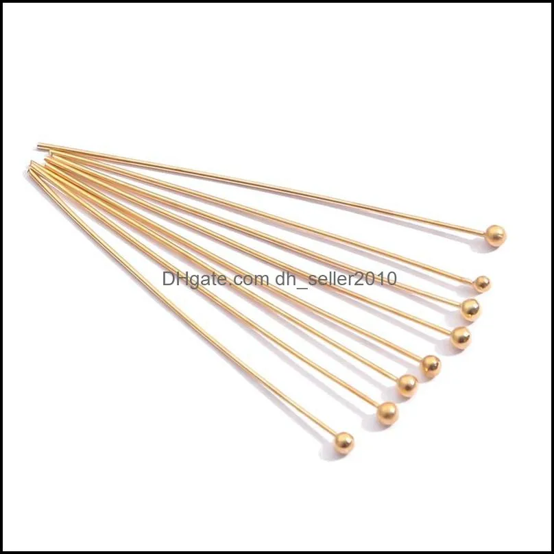 200pcs/Lot Gold Silver Color Head Ball Pins Findings 16 20 25 30 35 40 50mm Metal Ball Pins For DIY Jewelry Making Supplies 1933 Q2