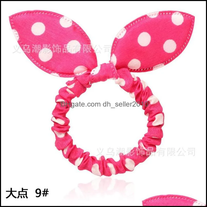 100pc hair rubber bands polka dot hairband rabbit ears head flower gum rope elastic hair tie hair accessories for girls headwear 1583