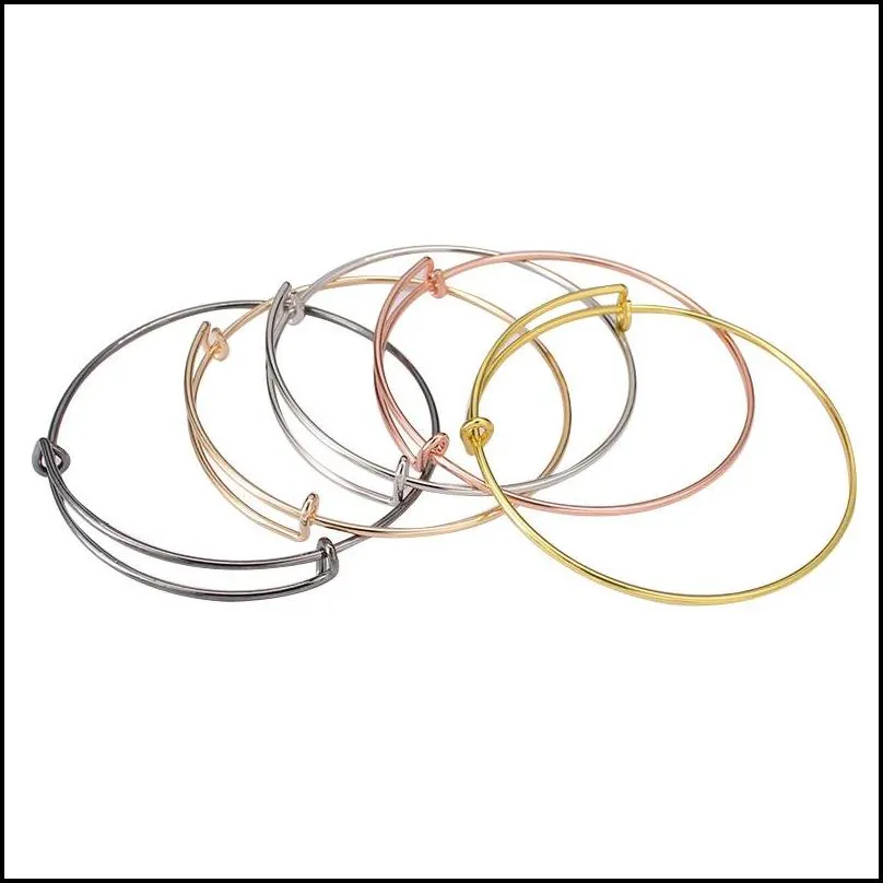 new fashion silver gold wire bangle bracelet for diy beading small charm expandable usa bracelet trendy accessories wholesale