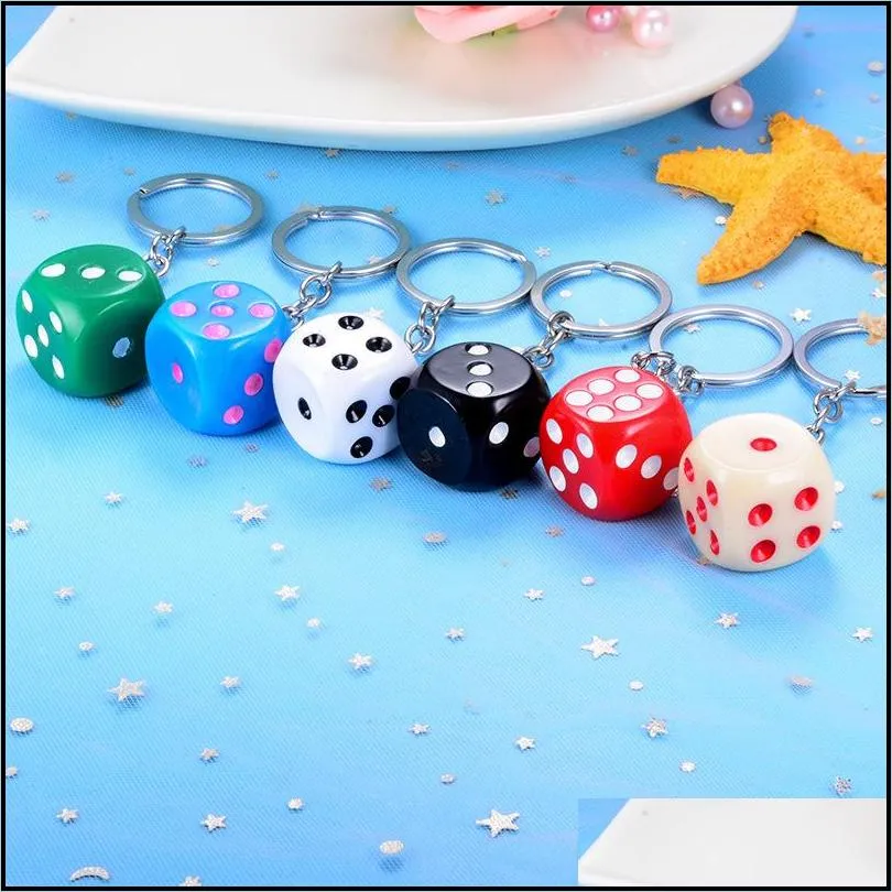 cute colorful dice key chains rings resin keychain keyfob for men women car handbags wallet accessories creative gift jewelry219f