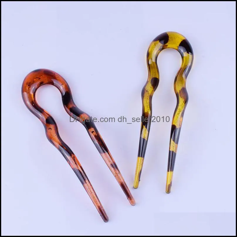 Wholesale Plastic Hair Fork Pins U Shape Chopsticks Hairpins Wavy Sticks Chignon Bun Updo Fast Spiral Braid Twist Styling Accessorie 2507