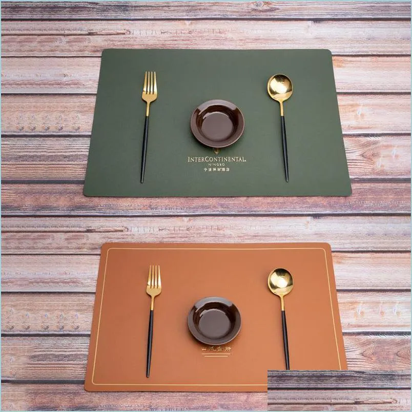 Leather Western Placemat Washable Table Pad Mat Double Sided Tablemats Waterproof Dining Bowl Non-slip Decor Kitchen