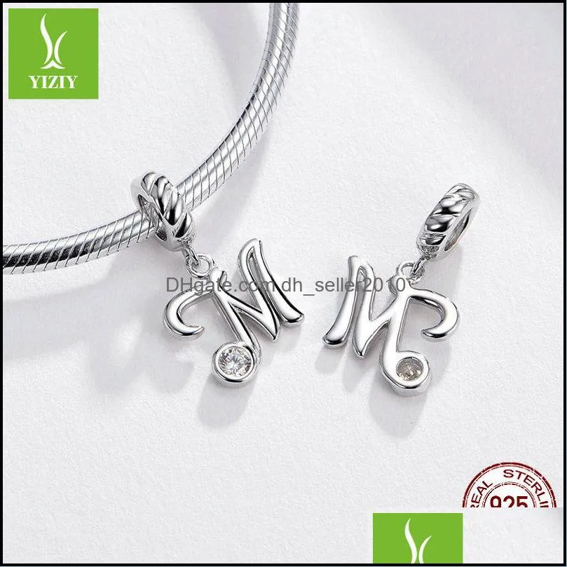 26 Letters alphabet Pendant Charms 925 Sterling Silver Handwritten Language Pendants Charm for Bracelets and Necklace 2015 Q2