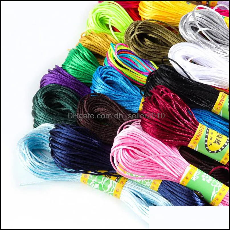 20m 1.5mm Mix Color Nylon Black Rattail Satin Chinese Knotting Silk Macrame Cord Beading Braided Shamballa String Thread Jewelry 1186