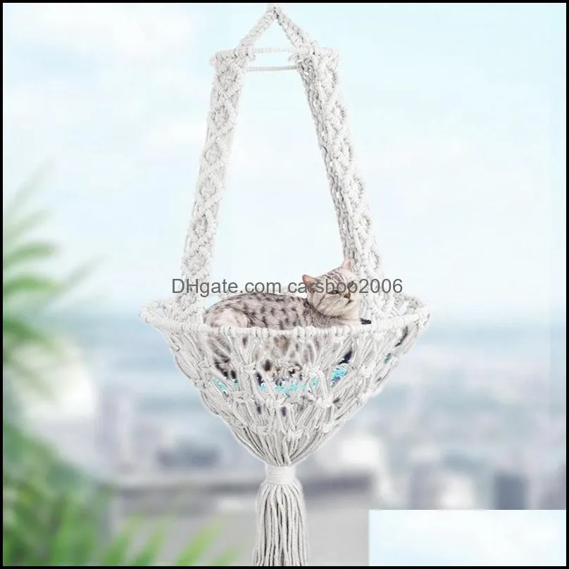 Tapestries Cat Hammock Pet Hanging Woven Fringe Swing Bed Chair Bohemian Home Wall Decoration