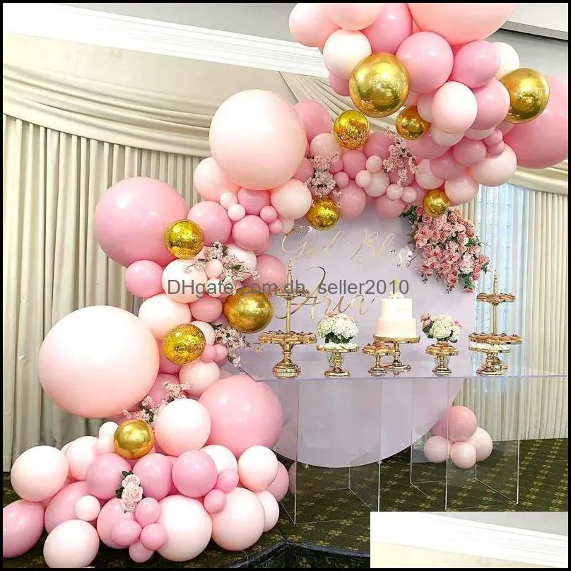 110pcs Macaron Pink Valentine`s Day Balloon Garland Set Baby First Birthday Background Decor Creative Wedding