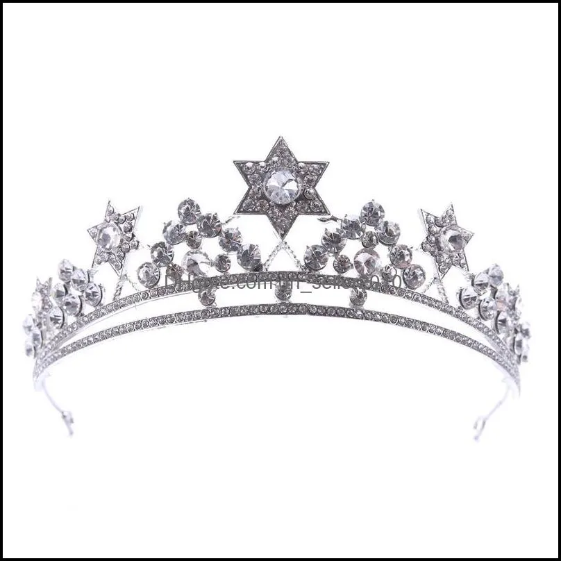 Clips Barrettes Jewelry Crown Rhinestone Tiara Bridal Wedding Star Headdress Handmade Crystal Hair Acc 546 Z2