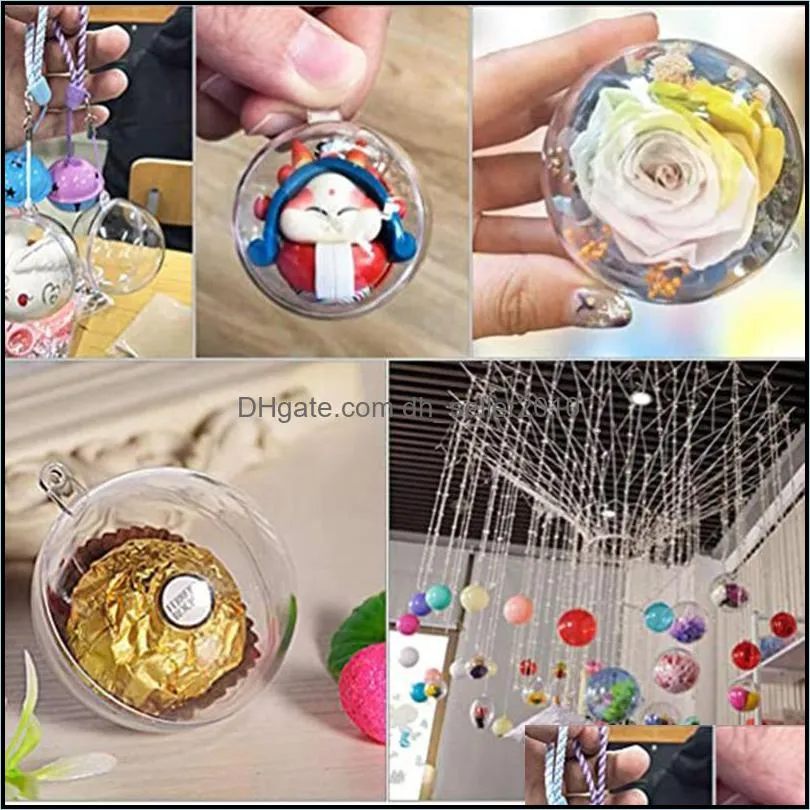 5/10/15/20Pcs Transparent Christmas Ball Ornaments Navidad Plastic Clear Bauble Xmas Ornament Gift Present Box