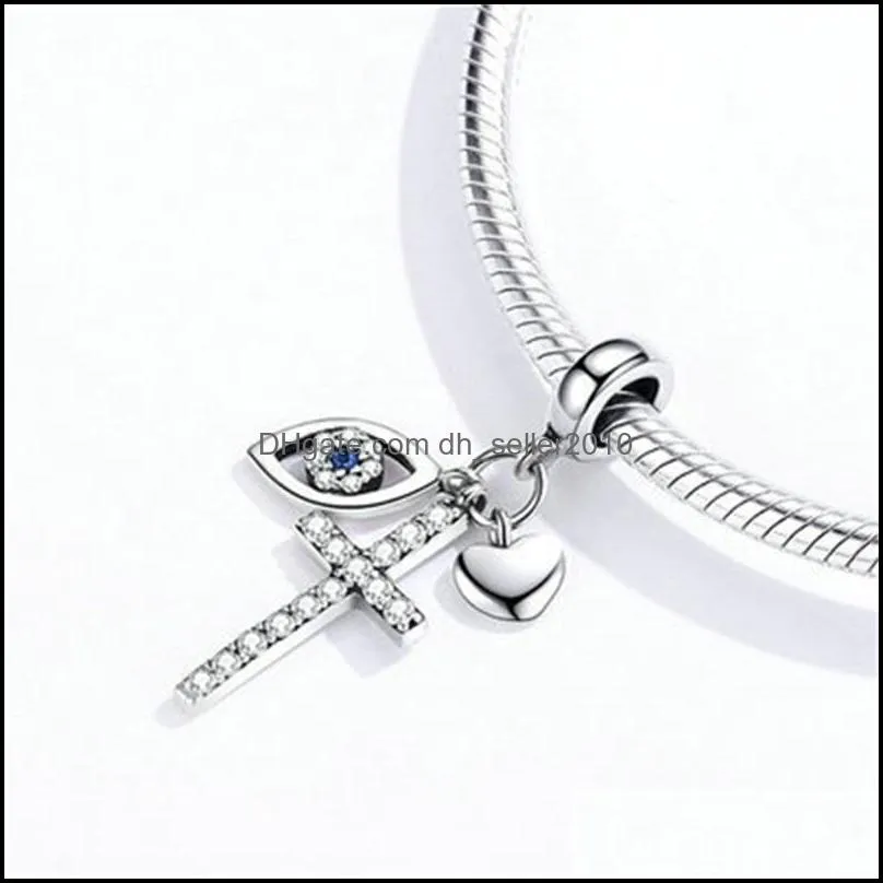Multiple Guardian Eye Pendant Charm for Bracelet 925 Sterling Silver Corss Charm Silver 925 Original Jewelry 2010 Q2